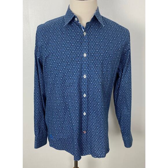 Men John Lennon by English Laundry geometric floral flip cuff button up shirt M - Picture 2 of 5